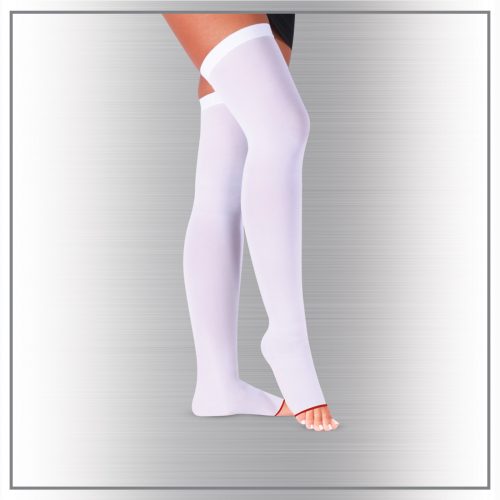 Compression socks MS400-200 (above the knee, cut at the toes, white)