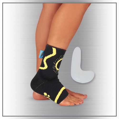 Ankle-shin brace with silicone pads KB302